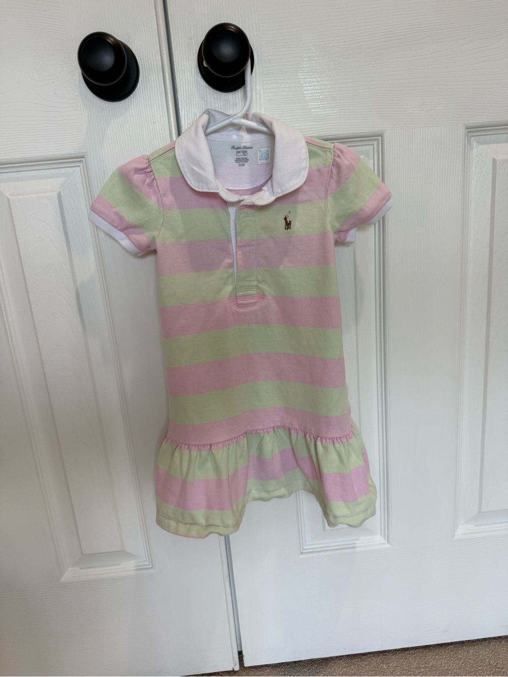 Lauren Ralph Lauren Pink & Light Green Striped Polo Dress